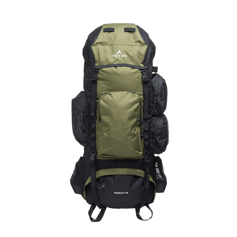 TETON Sports Explorer Backpack Full Internal Frame - Adjustable Backpacking Travel Gear - Water-Repellant Rainfly Cover, Sleeping Bag & 3-Liter Hydration Bladder Pack Storage