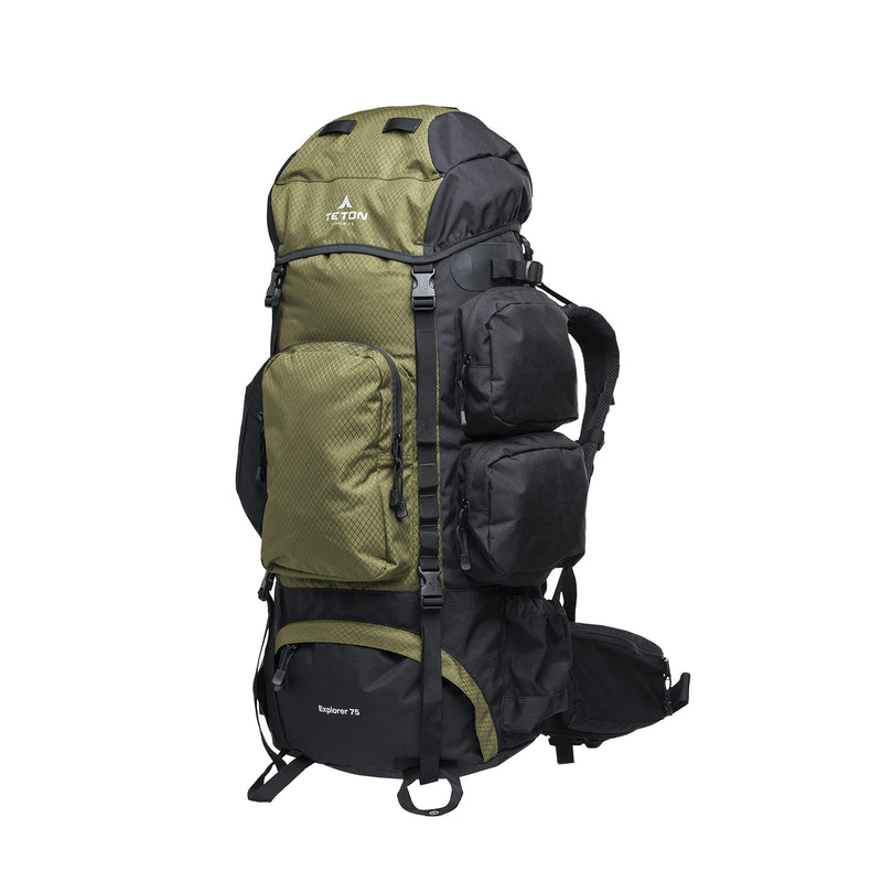 TETON Sports Explorer Backpack Full Internal Frame - Adjustable Backpacking Travel Gear - Water-Repellant Rainfly Cover, Sleeping Bag & 3-Liter Hydration Bladder Pack Storage