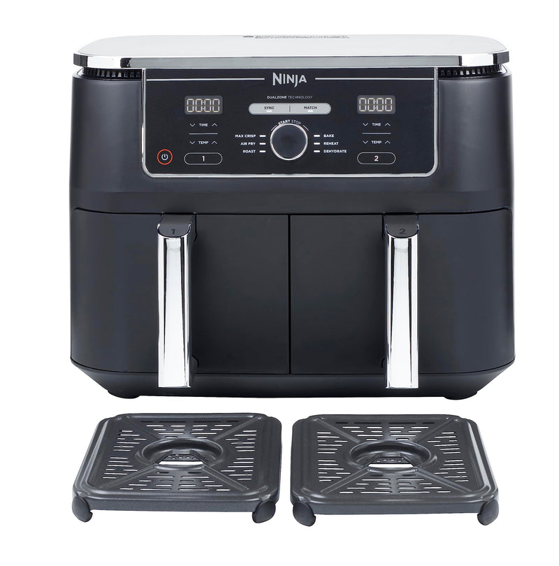 Ninja Foodi Max XXXL Dual Zone 9.5L Air Fryer, 2 Drawers, 9.5L, 6-in-1, Uses No Oil, Air Fry, Max Crisp, Roast, Bake, Reheat, Dehydrate, Cook 8 Portions, Non-Stick Dishwasher Safe, Black AF400ANZ